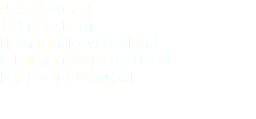 New Zealand
14 Knox street
Hamilton, New Zealand
Teléfono (+64) 7 8460-370
Fax (+64) 7 8460-361 